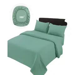 GENERICO - JUEGO DE SABANAS DE 500 HILOS 2 PLAZAS COLOR VERDE CLARO