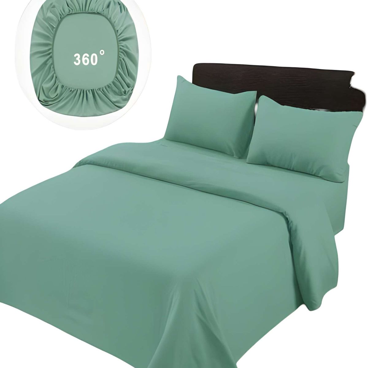 GENERICO - JUEGO DE SABANAS DE 500 HILOS KING COLOR VERDE CLARO