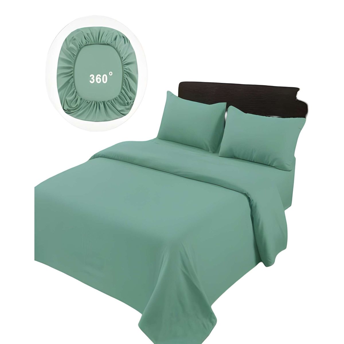 GENERICO - JUEGO DE SABANAS DE 500 HILOS KING COLOR VERDE CLARO