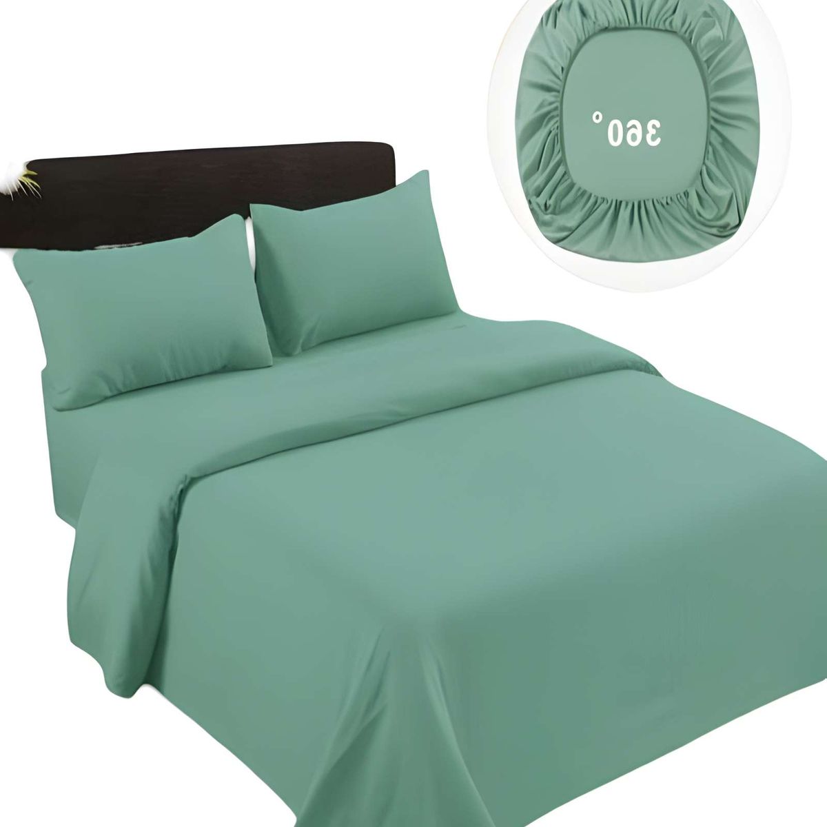 GENERICO - JUEGO DE SABANAS DE 500 HILOS KING COLOR VERDE CLARO