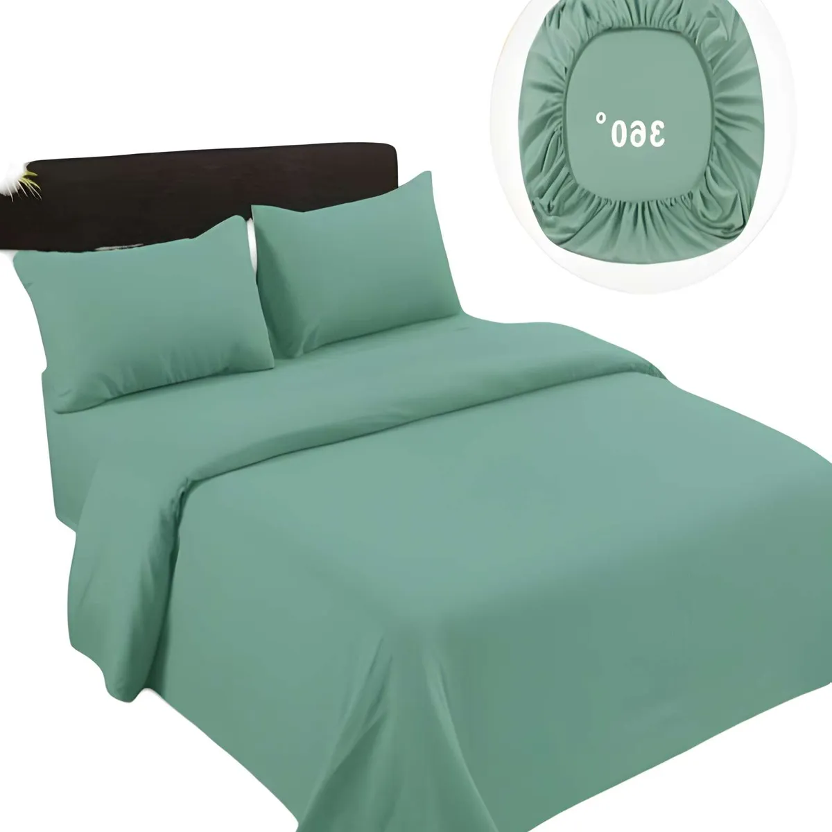GENERICO - JUEGO DE SABANAS DE 500 HILOS SUPER-KING COLOR VERDE CLARO