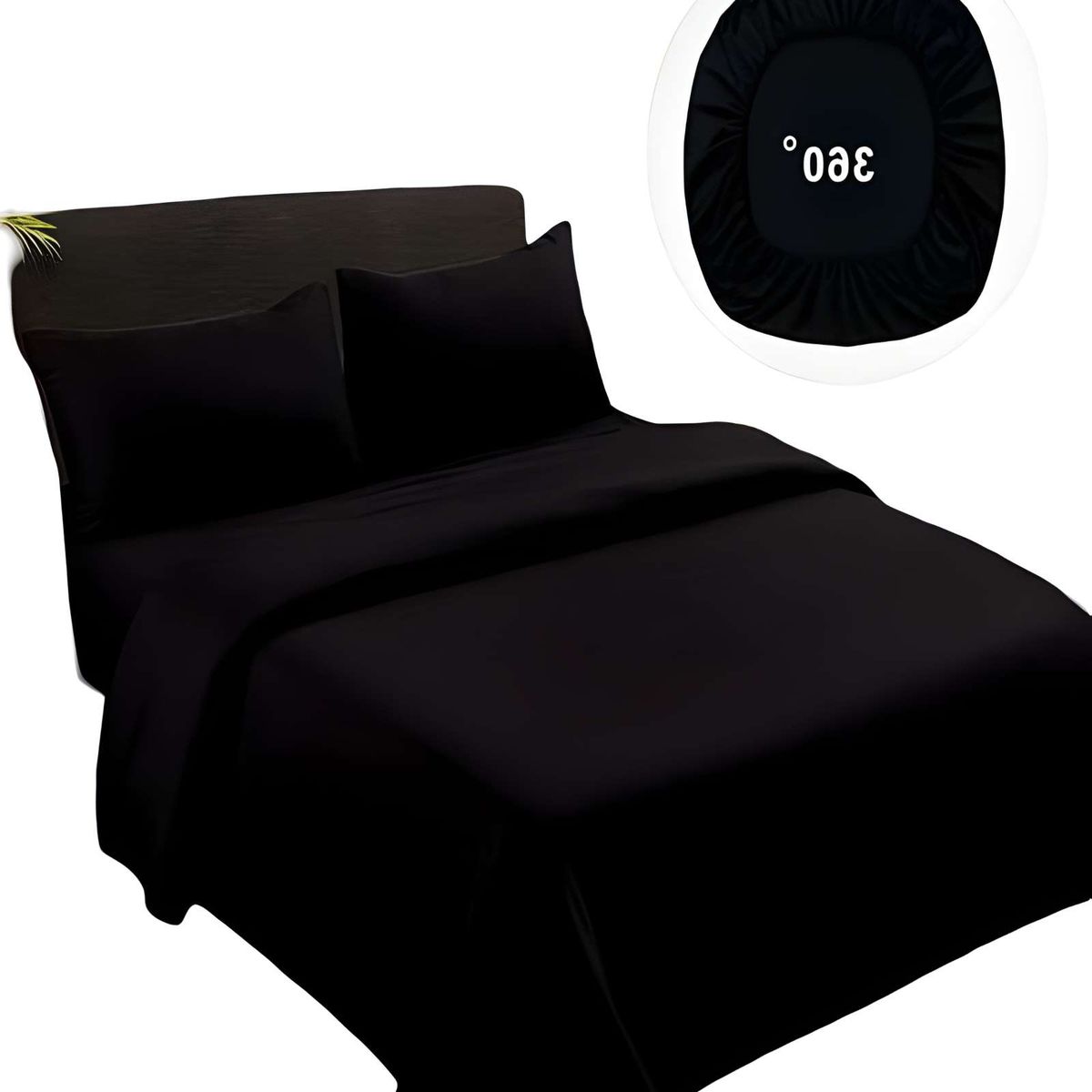 GENERICO - JUEGO DE SABANAS DE 500 HILOS SUPER-KING COLOR NEGRO