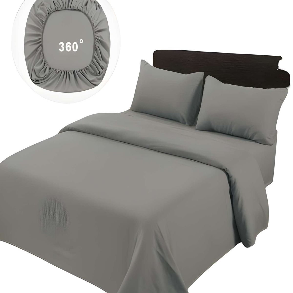 GENERICO - SET DE SABANAS DE 500 HILOS 1 PLAZA COLOR GRIS