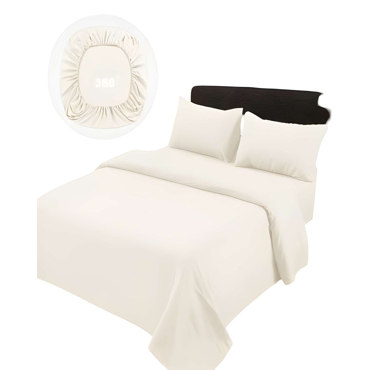GENERICO - SET DE SABANAS DE 500 HILOS PLAZA Y MEDIA COLOR BEIGE CLARO