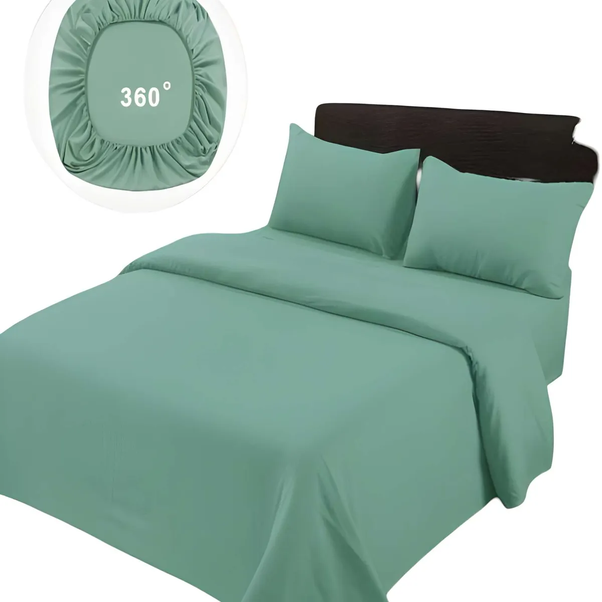GENERICO - SET DE SABANAS DE 500 HILOS 2 PLAZAS COLOR VERDE CLARO