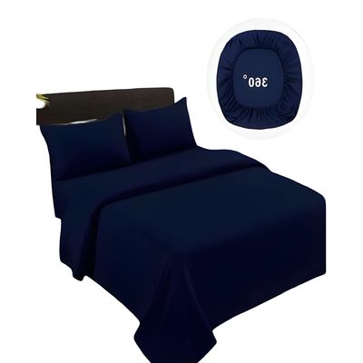 Imagen 2 del producto SET DE SABANAS DE 500 HILOS 2 PLAZAS COLOR AZUL OSCURO