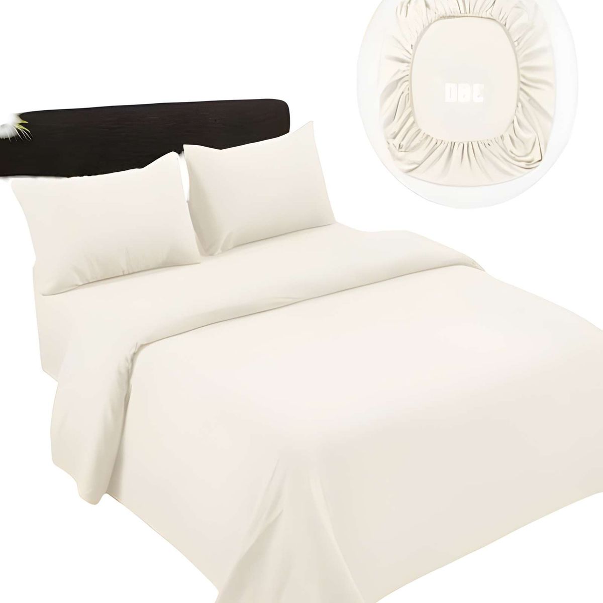 GENERICO - SET DE SABANAS DE 500 HILOS KING COLOR BEIGE CLARO