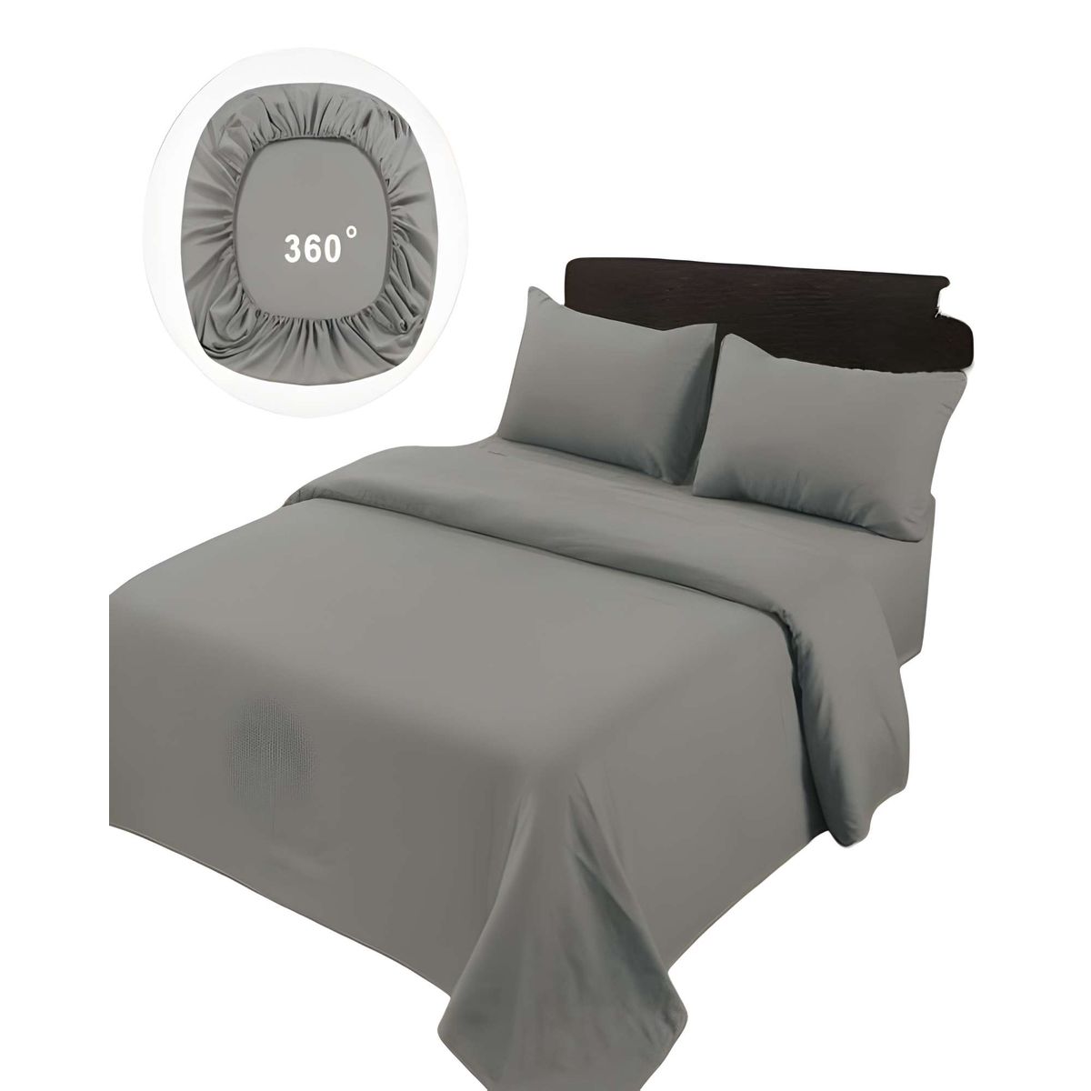 GENERICO - SET DE SABANAS DE 500 HILOS SUPER-KING COLOR GRIS