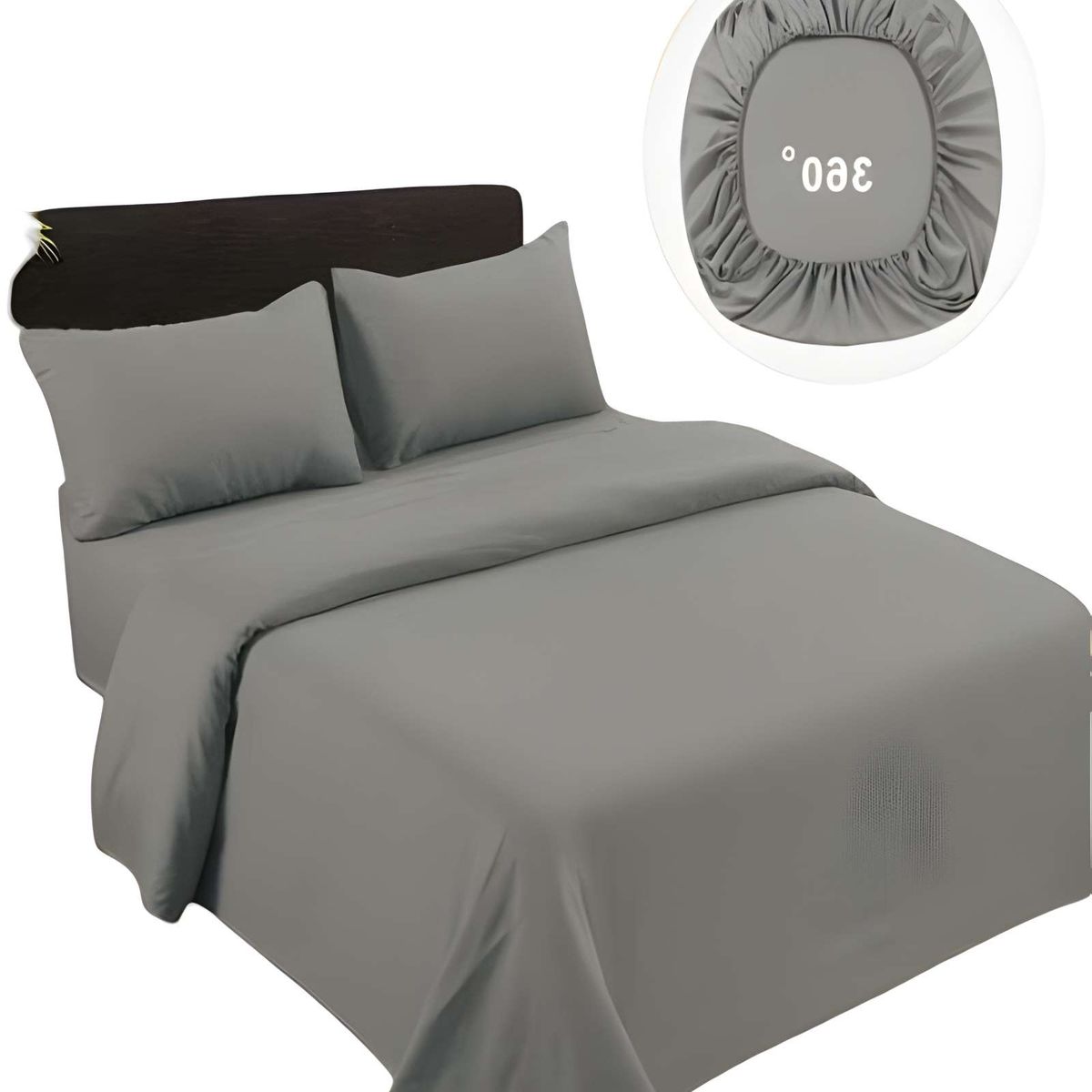 GENERICO - SET DE SABANAS DE 500 HILOS SUPER-KING COLOR GRIS