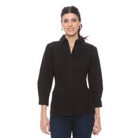 BLUSA MANGA 3/4 CON ALFORZA EN DELANTERO