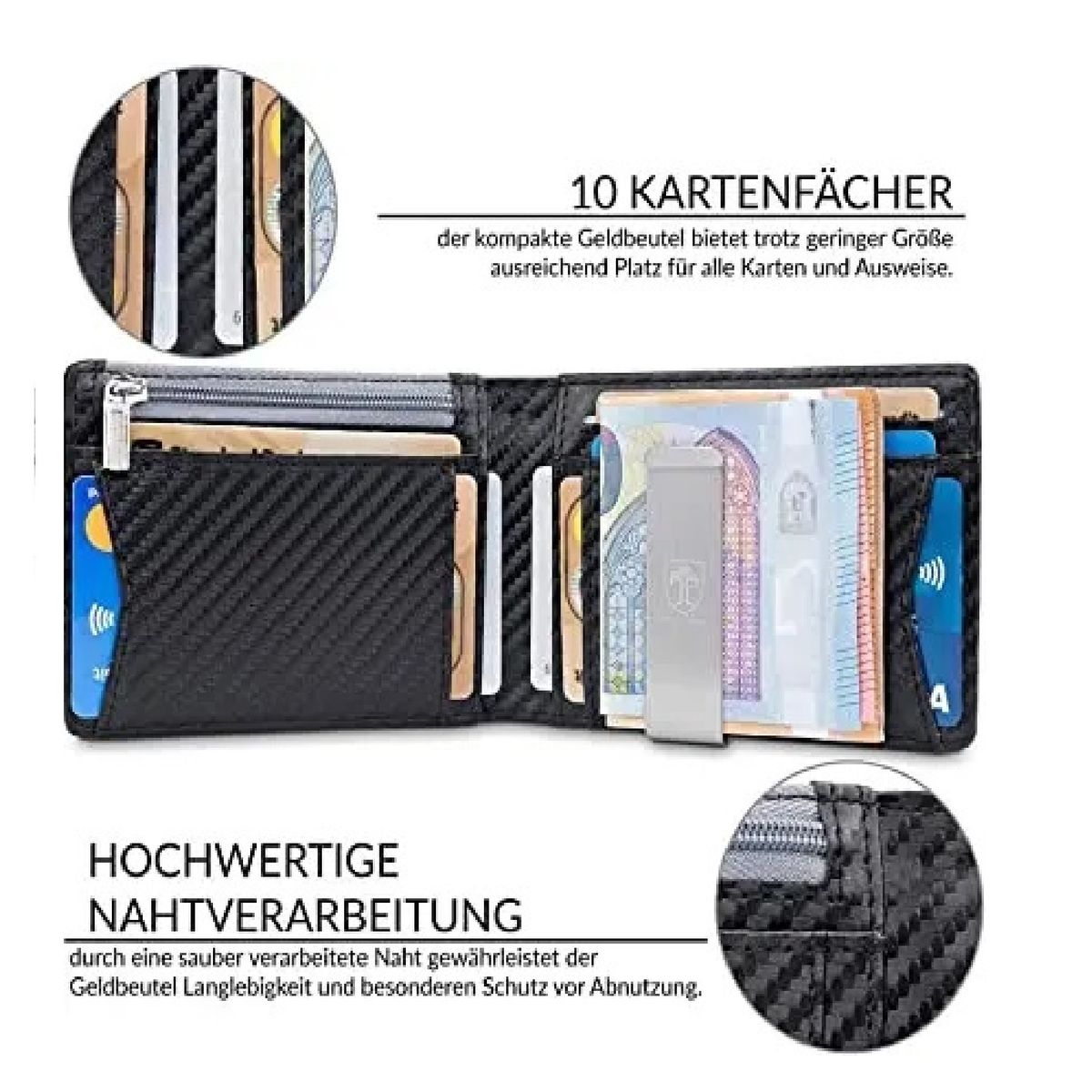 GENERICO - Billetera de cuero con bloqueo Rfid anti clonación