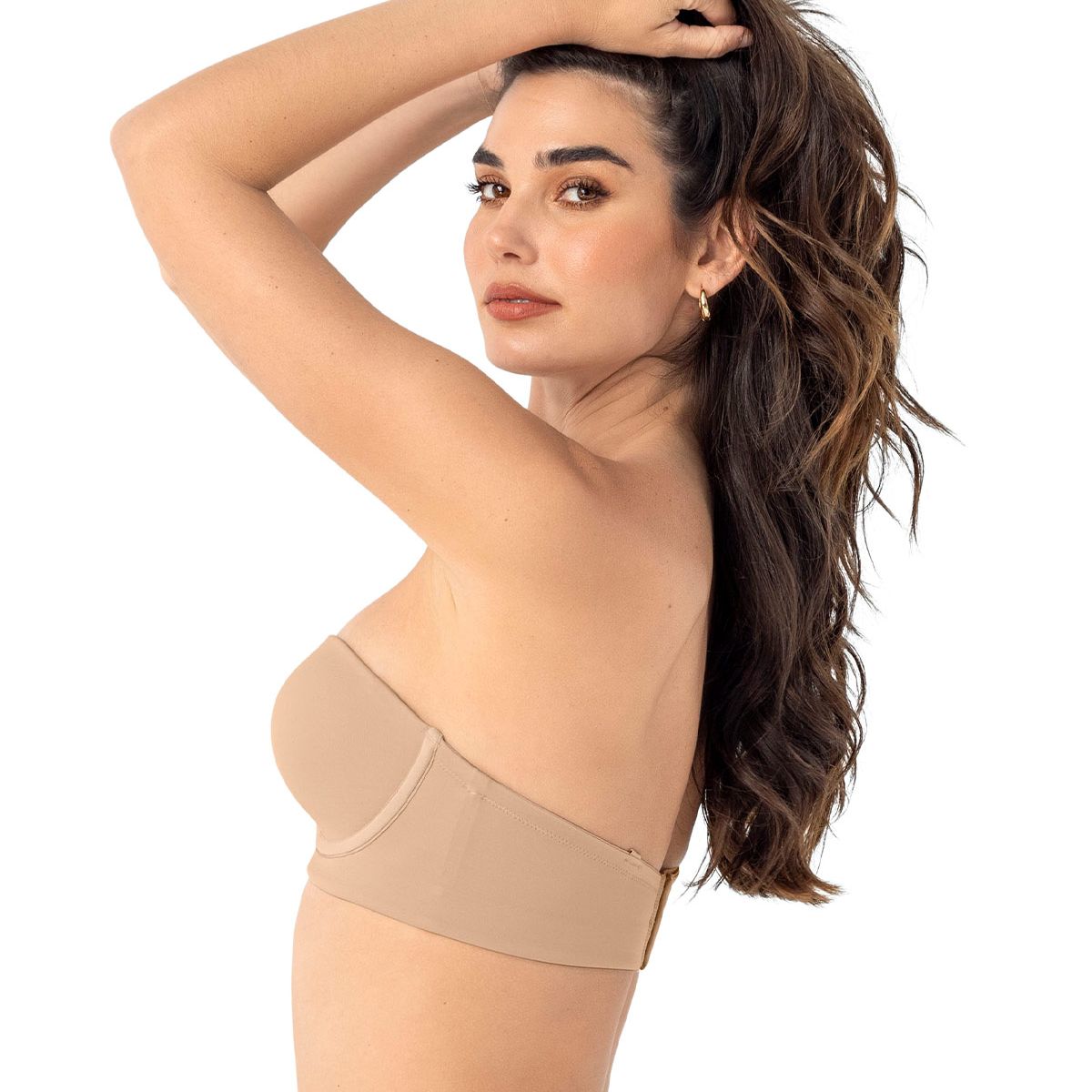 LEONISA - Leonisa Sostén strapless ideal para busto mediano y grande 091151 Cafe Medio