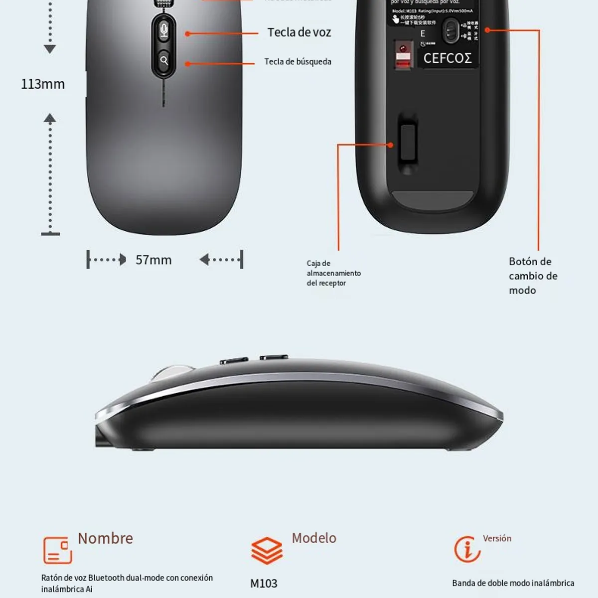 KINDA NICE - Mouse Inalambrico Bluetoo Para Mac iPad Windows Recargable