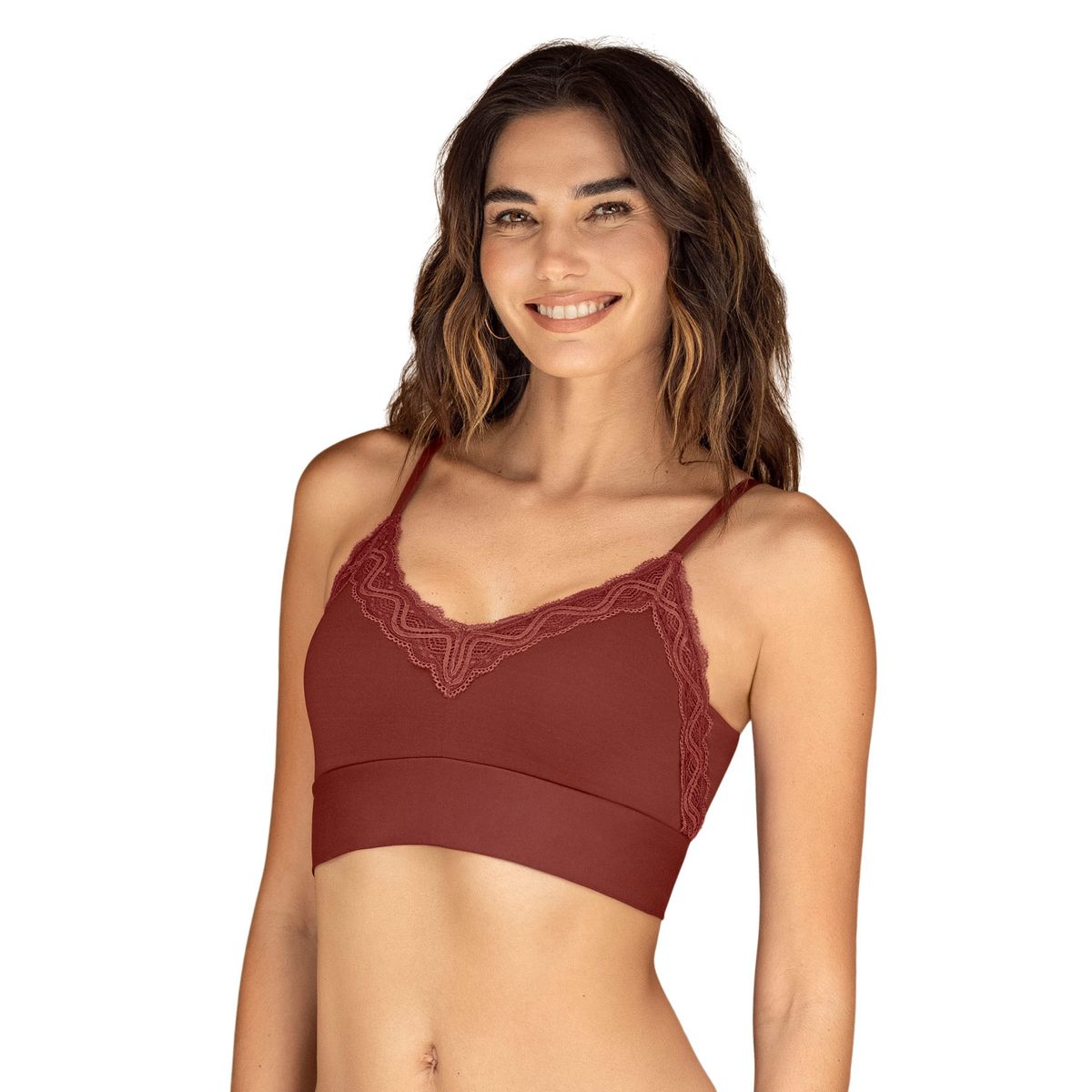 LEONISA - Leonisa Bralette cómodo y suave con buen cubrimiento en espalda 091095 Terracota