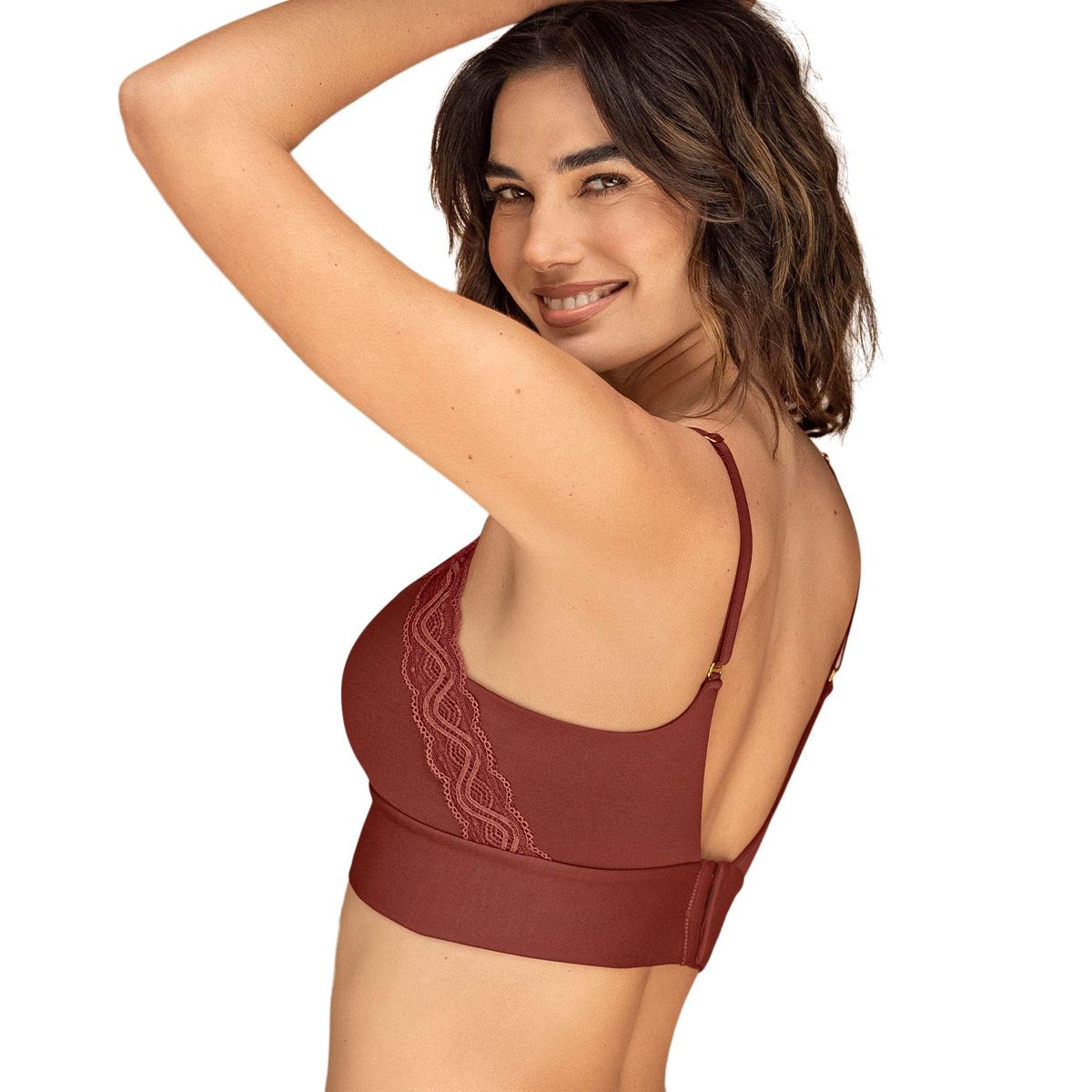 LEONISA - Leonisa Bralette cómodo y suave con buen cubrimiento en espalda 091095 Terracota