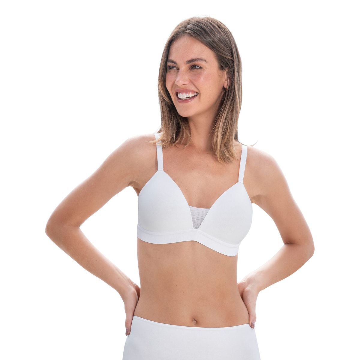 LEONISA - Leonisa Sostén triangular sin arco estilo top 71361 Blanco