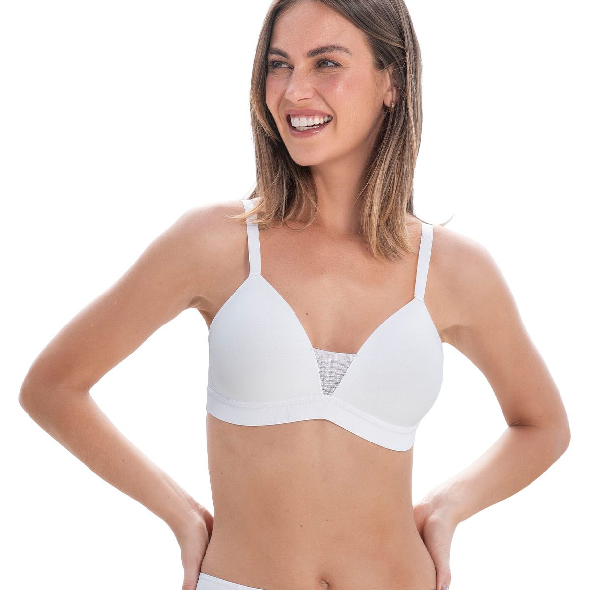 LEONISA - Leonisa Sostén triangular sin arco estilo top 71361 Blanco