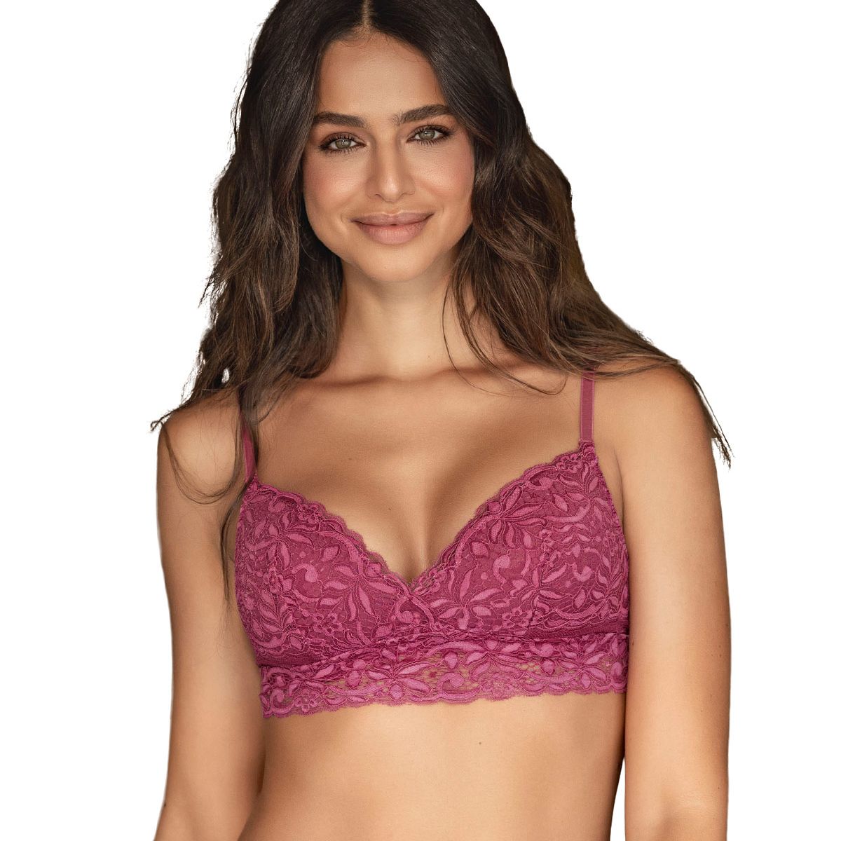 LEONISA - Leonisa Sostén en encaje sin arcos 091149 Rosado Frambuesa