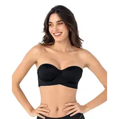LEONISA - Sostén strapless ideal para busto mediano y grande 091151 Negro