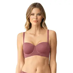 LEONISA - Sostén strapless ideal para busto mediano y grande 091151 Vino Medio