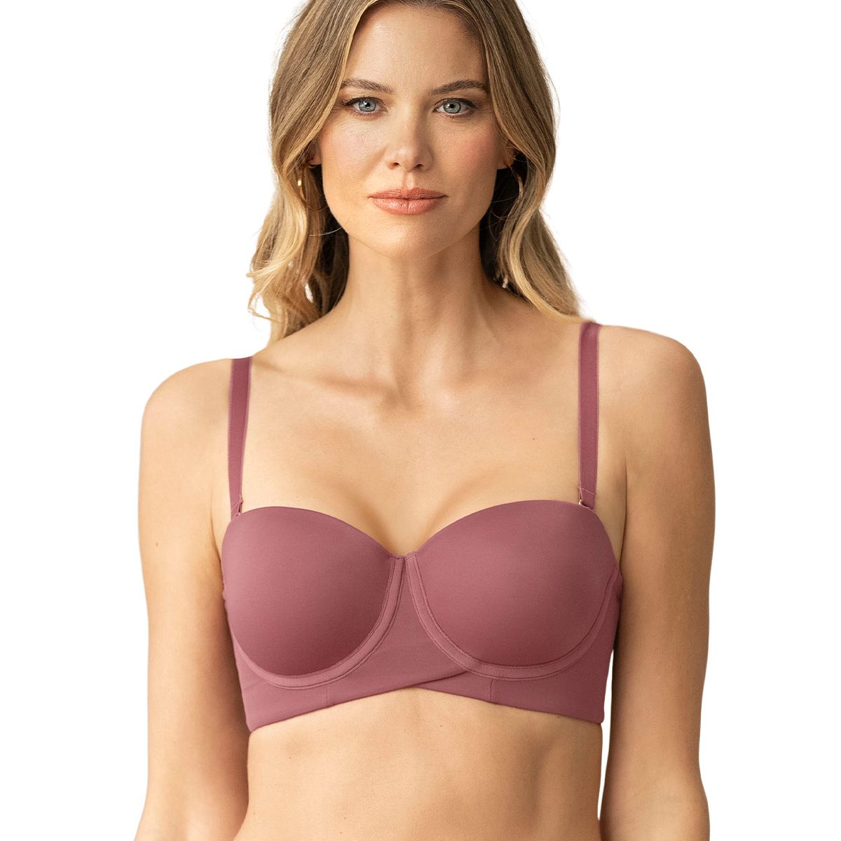 LEONISA - Leonisa Sostén strapless ideal para busto mediano y grande 091151 Vino Medio
