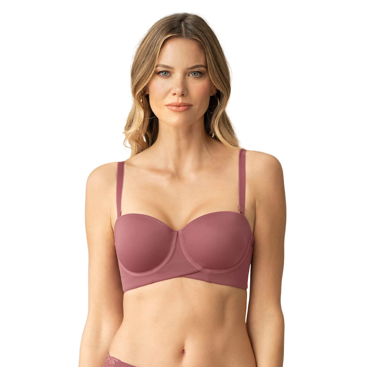 LEONISA - Leonisa Sostén strapless ideal para busto mediano y grande 091151 Vino Medio