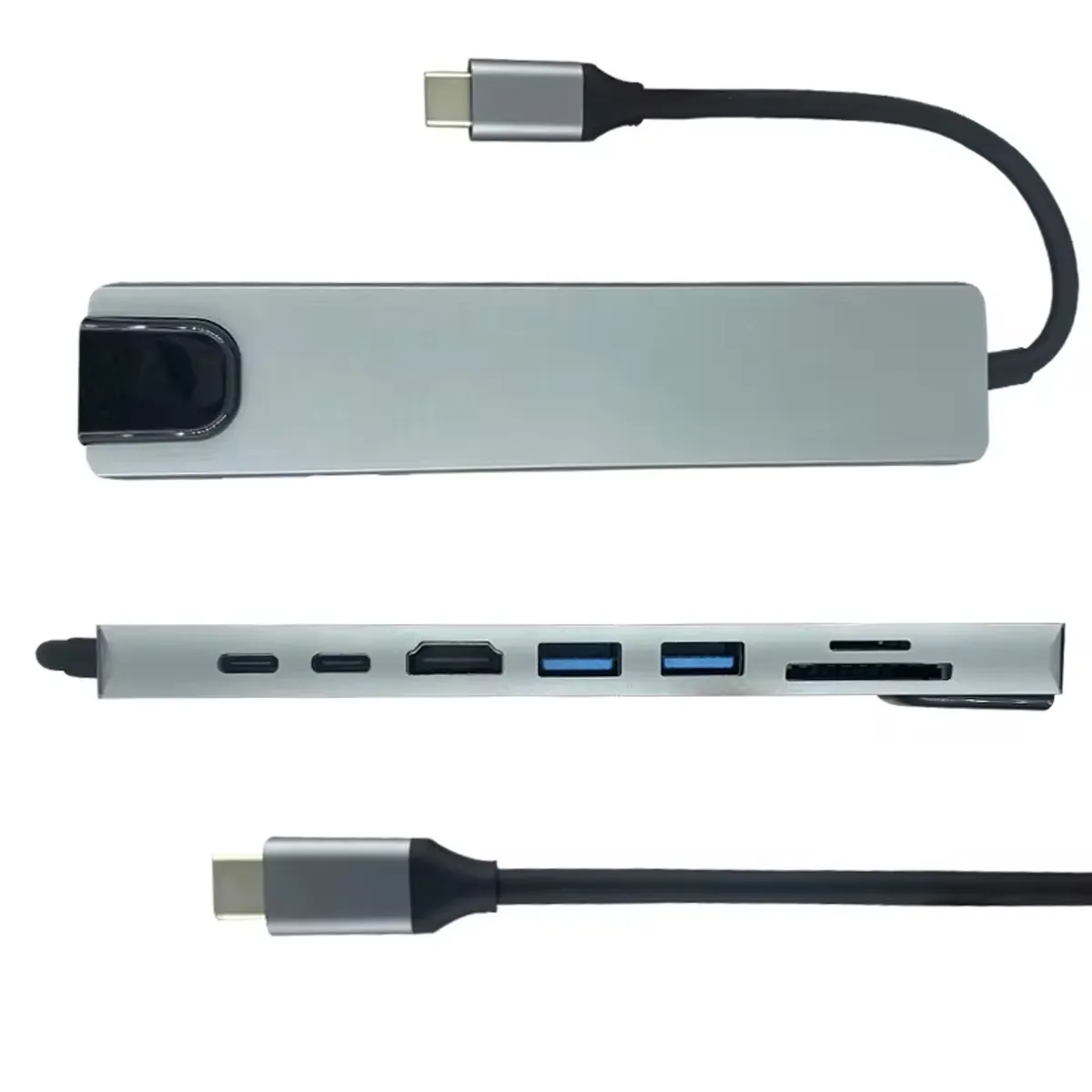 U BUY - Hub Tipo C 8 en-1 HDMI 4K - RJ45 USB 3.0  SD/TF Gris
