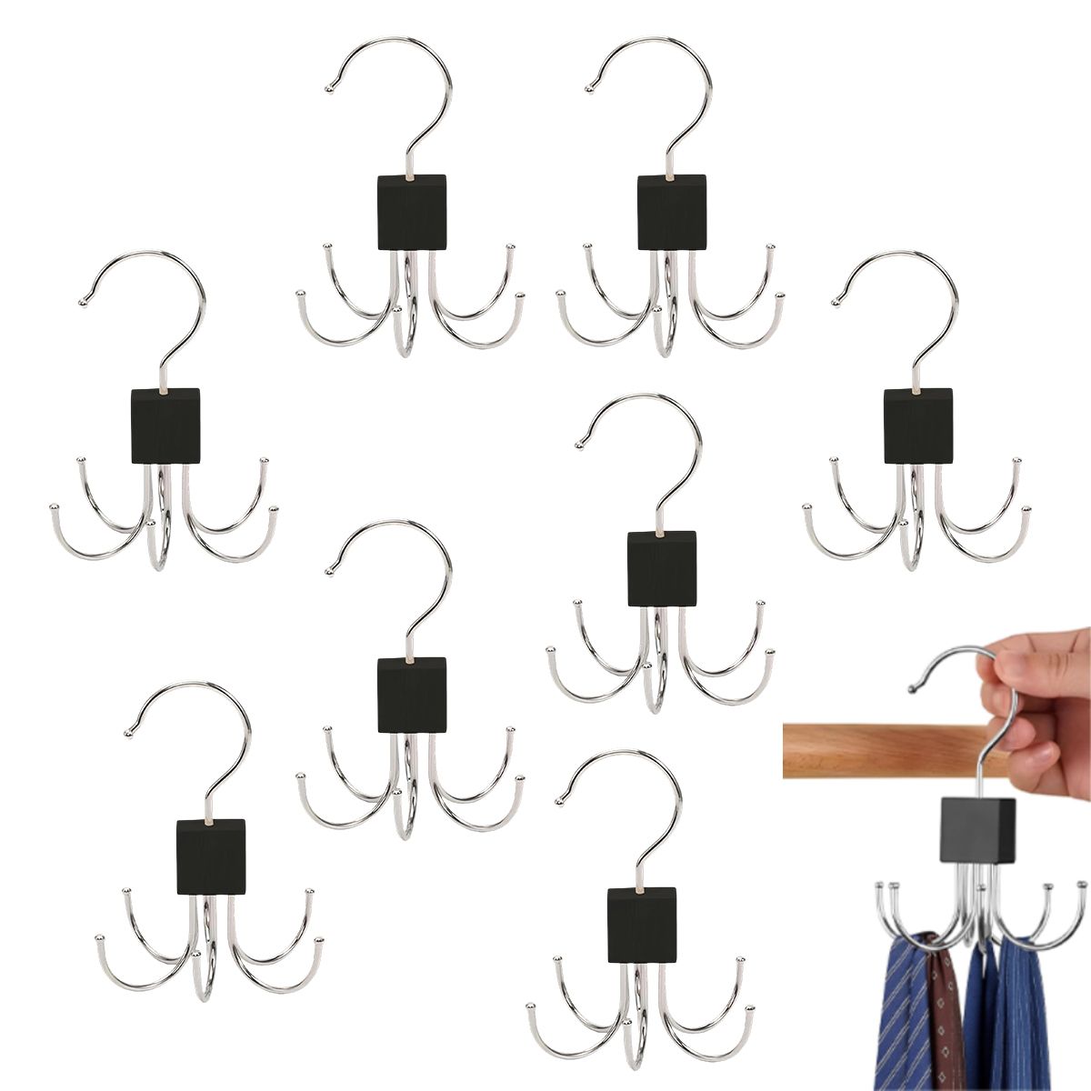 KINDA NICE - Organizador Giratorio De Pared 6 Ganchos Baño Perchero.