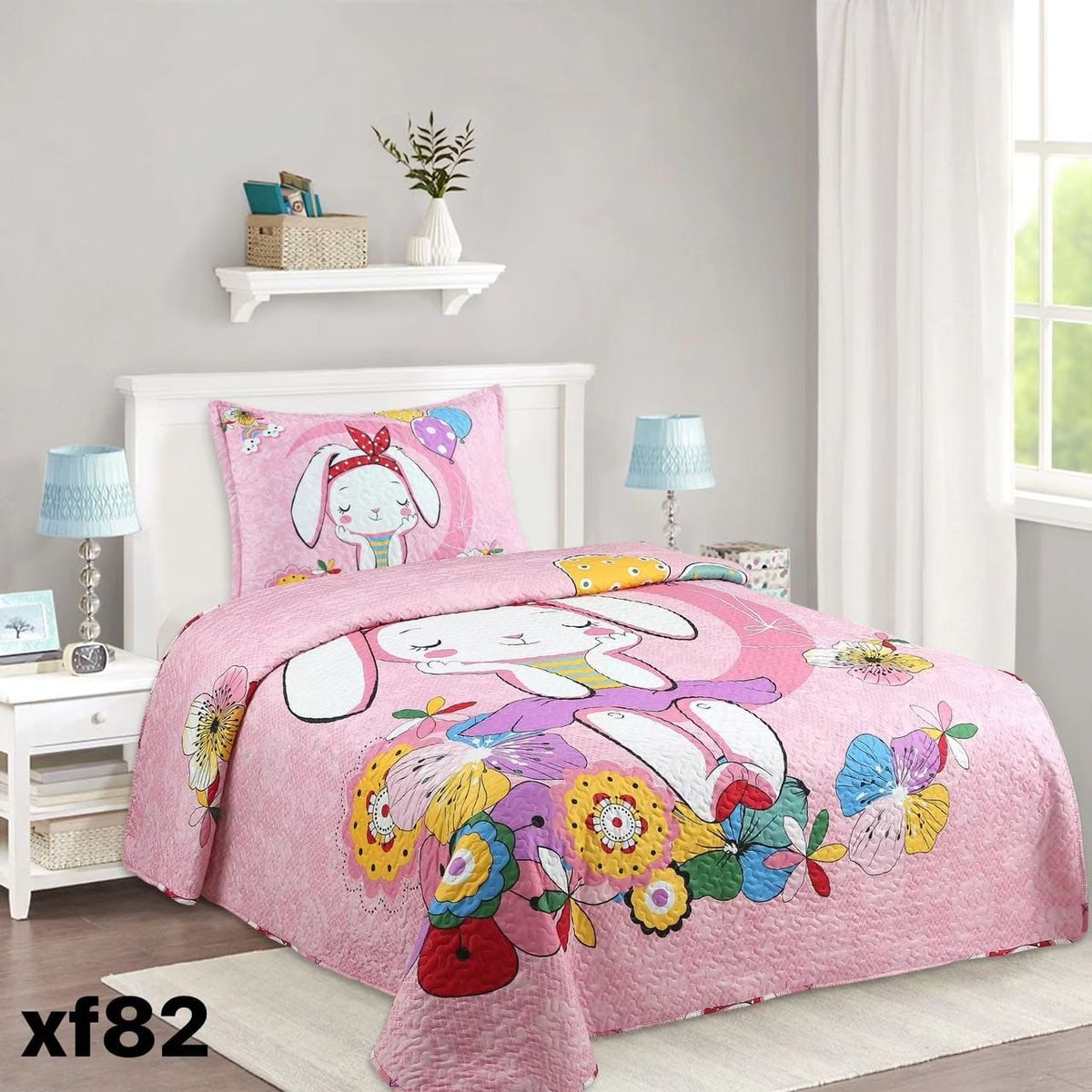 GENERICO - Cubrecama Quilt Plaza y Media  Conejita