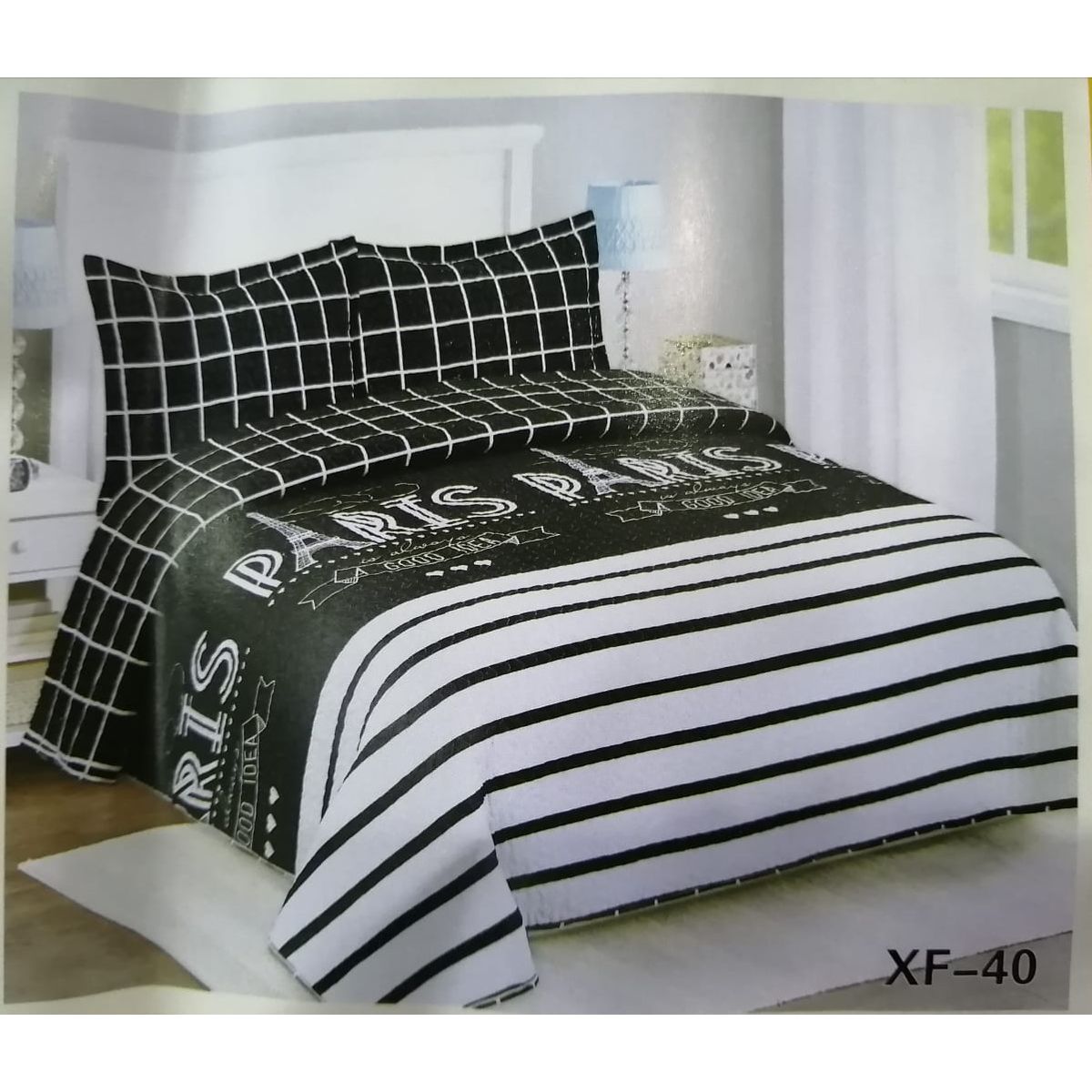 GENERICO - Cubrecama Quilt Plaza y Media Paris