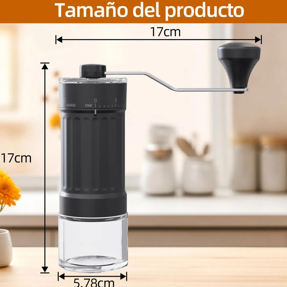 KINDA NICE - Cafetera Portátil Con Manivela Para Uso Doméstico Negro