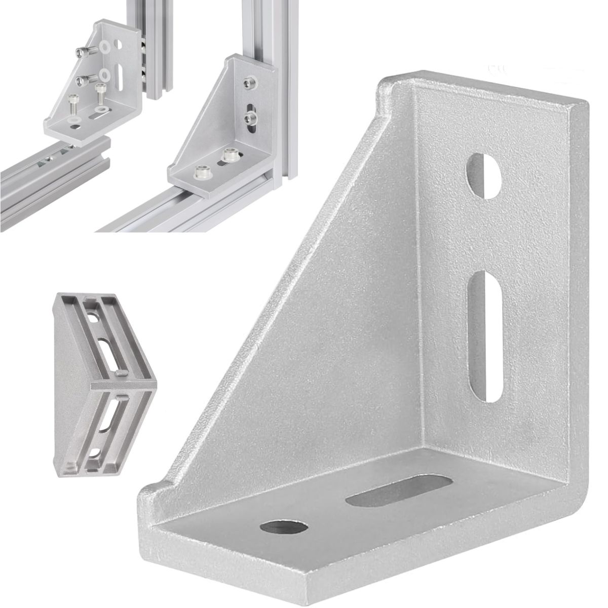 KUANGYE - pack 2 Und soportes de esquina de aluminio,material de montaje en ángulo para perfiles de 40x80