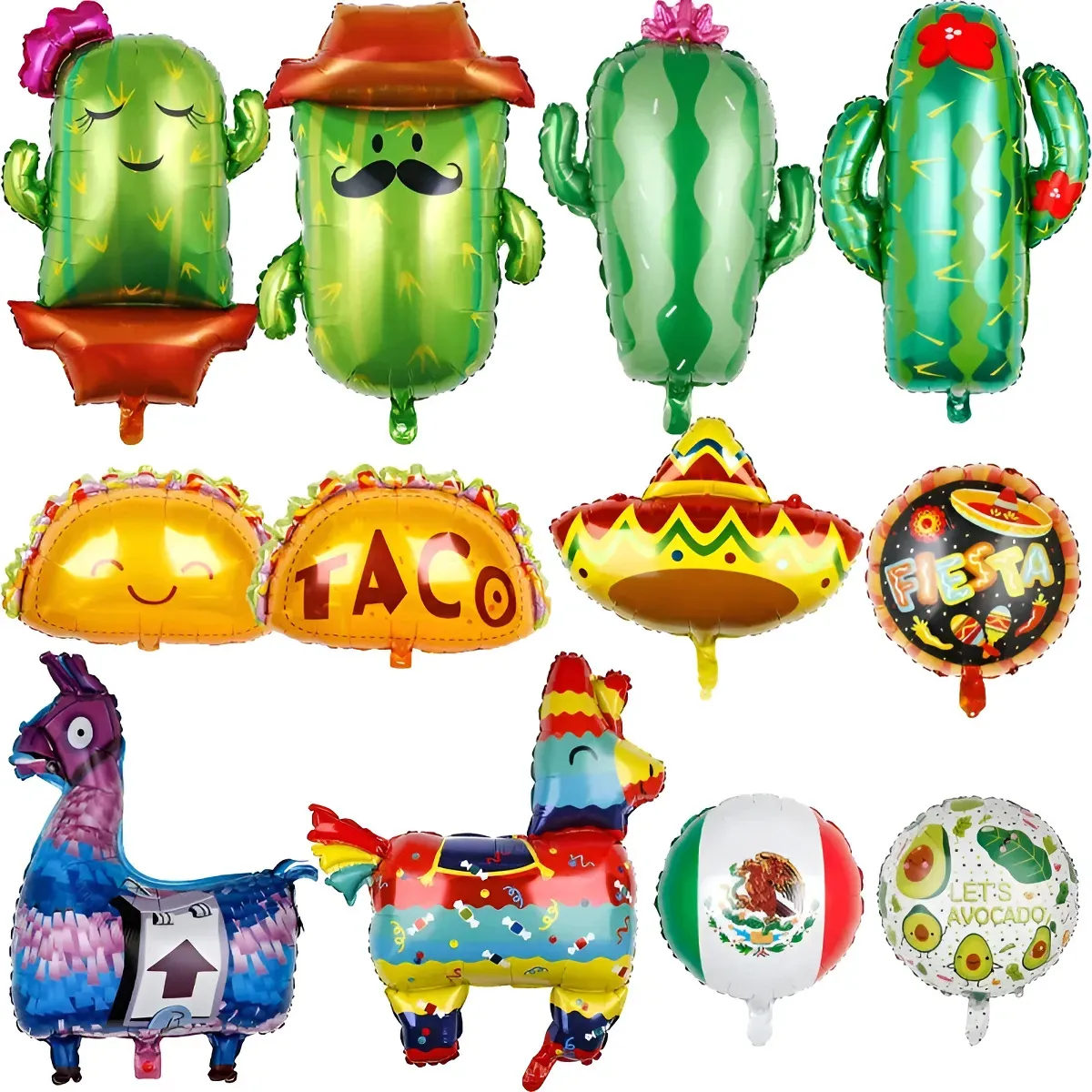 KUANGYE - 12 Pcs Globos Cactus Mexicana Decoracion Fiesta Cumpleanos