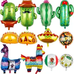 KUANGYE - 12 Pcs Globos Cactus Mexicana Decoracion Fiesta Cumpleanos