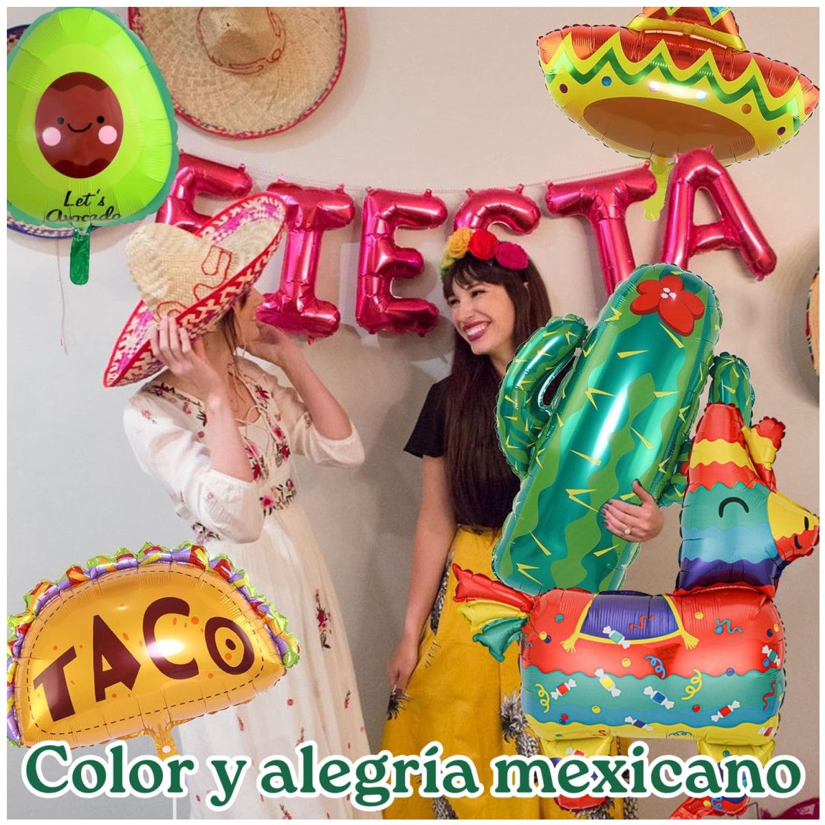 KUANGYE - 12 Pcs Globos Cactus Mexicana Decoracion Fiesta Cumpleanos
