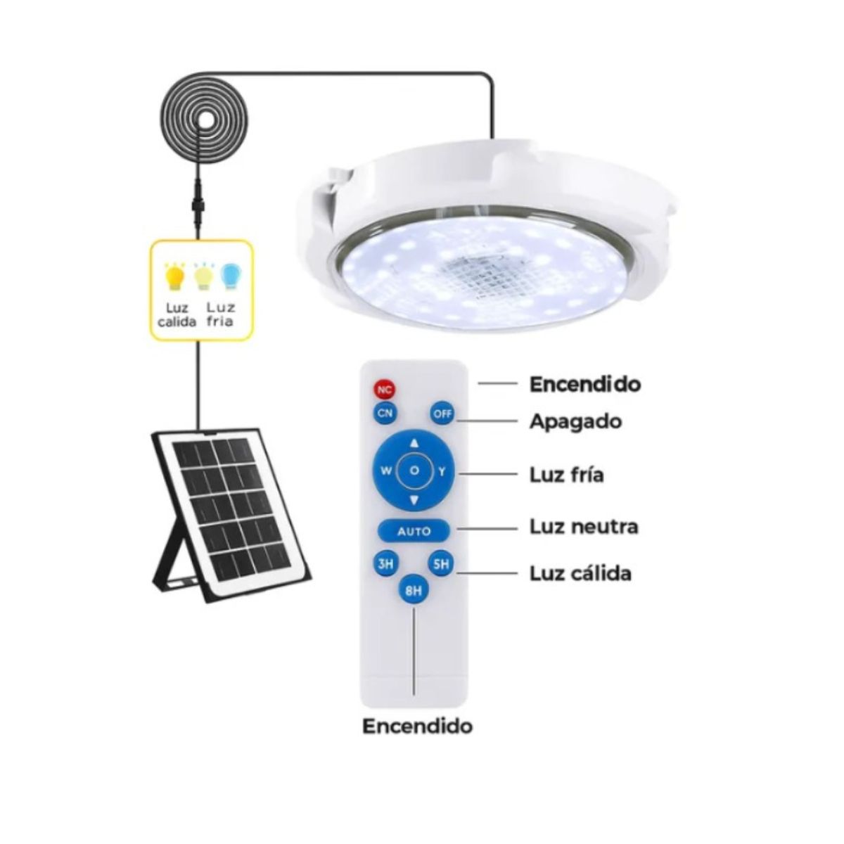 GENERICO - Lámpara Solar Led De Exterior Panel Separado Control Remoto
