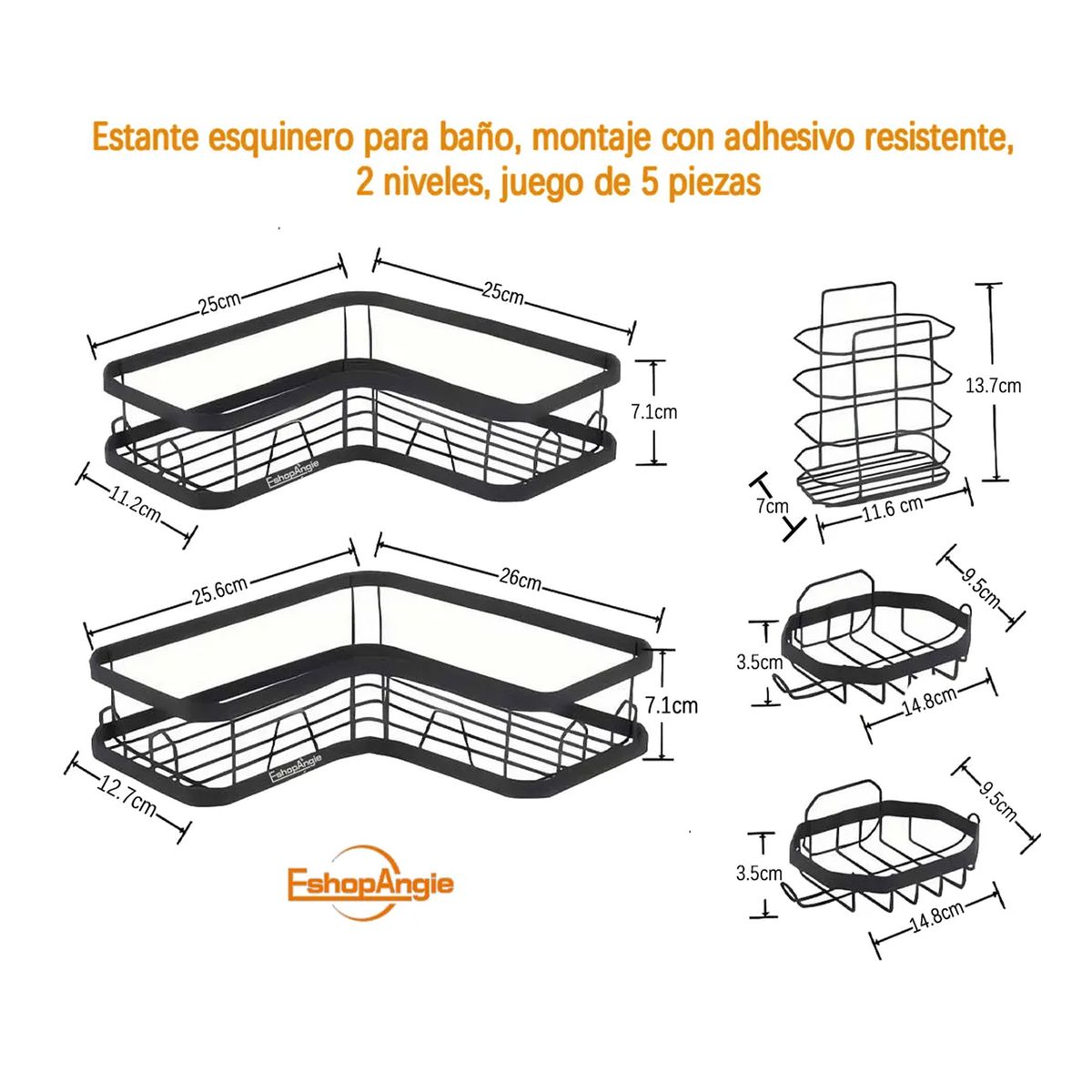 OFERTABKN - Set 5 Piezas Esquinero Organizador Ducha Baño Con Adhesivos