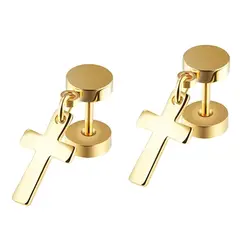 GENERICO - Aros Punk Cruz Gold Space Hombre Mujer Moda Royal Madriz