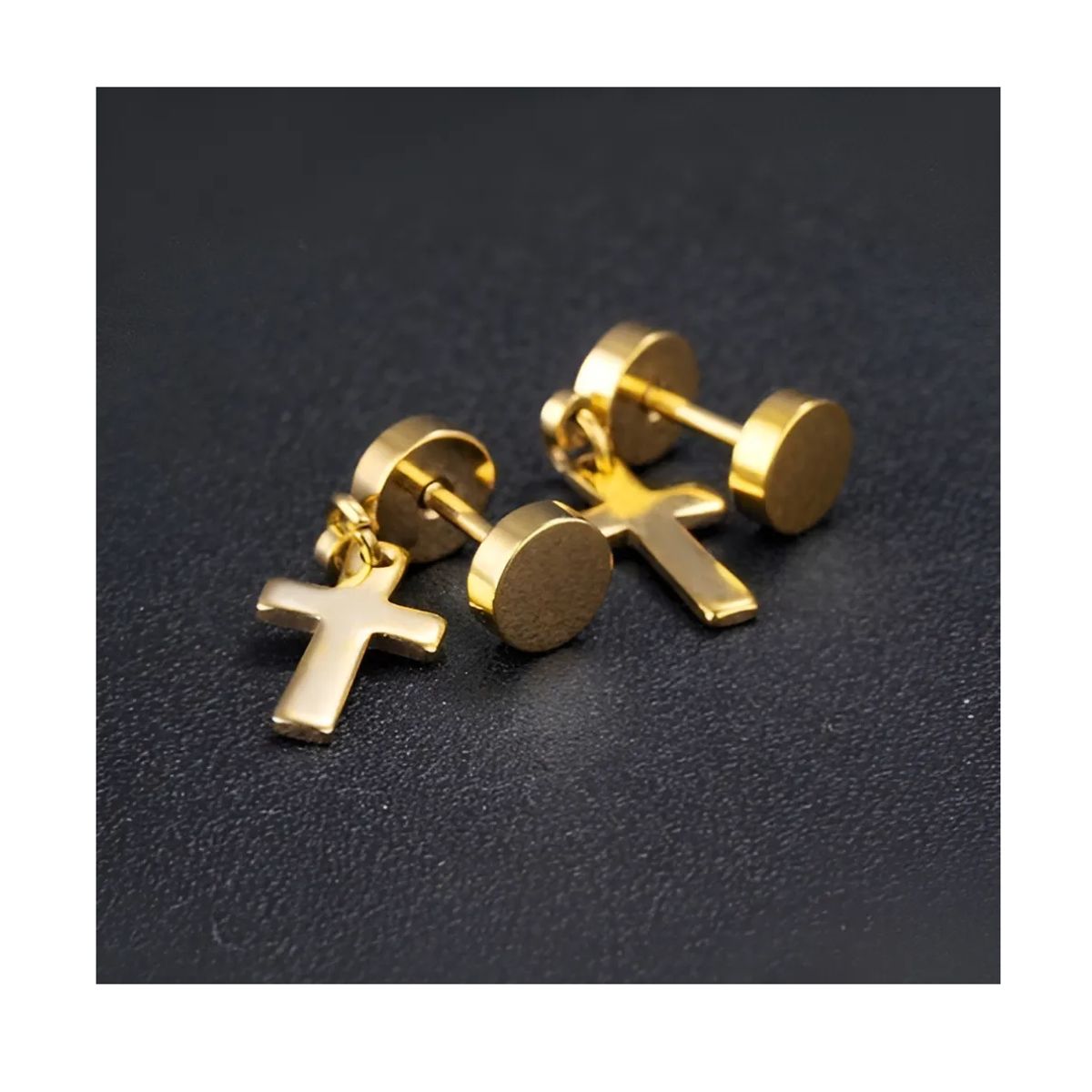 GENERICO - Aros Punk Cruz Gold Space Hombre Mujer Moda Royal Madriz