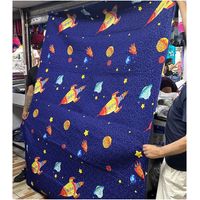 CUBRECAMA DE NIÑO QUILT DE VERANO DELGADO DISEÑO AZUL MARINO COHETES 1.5 PLAZA