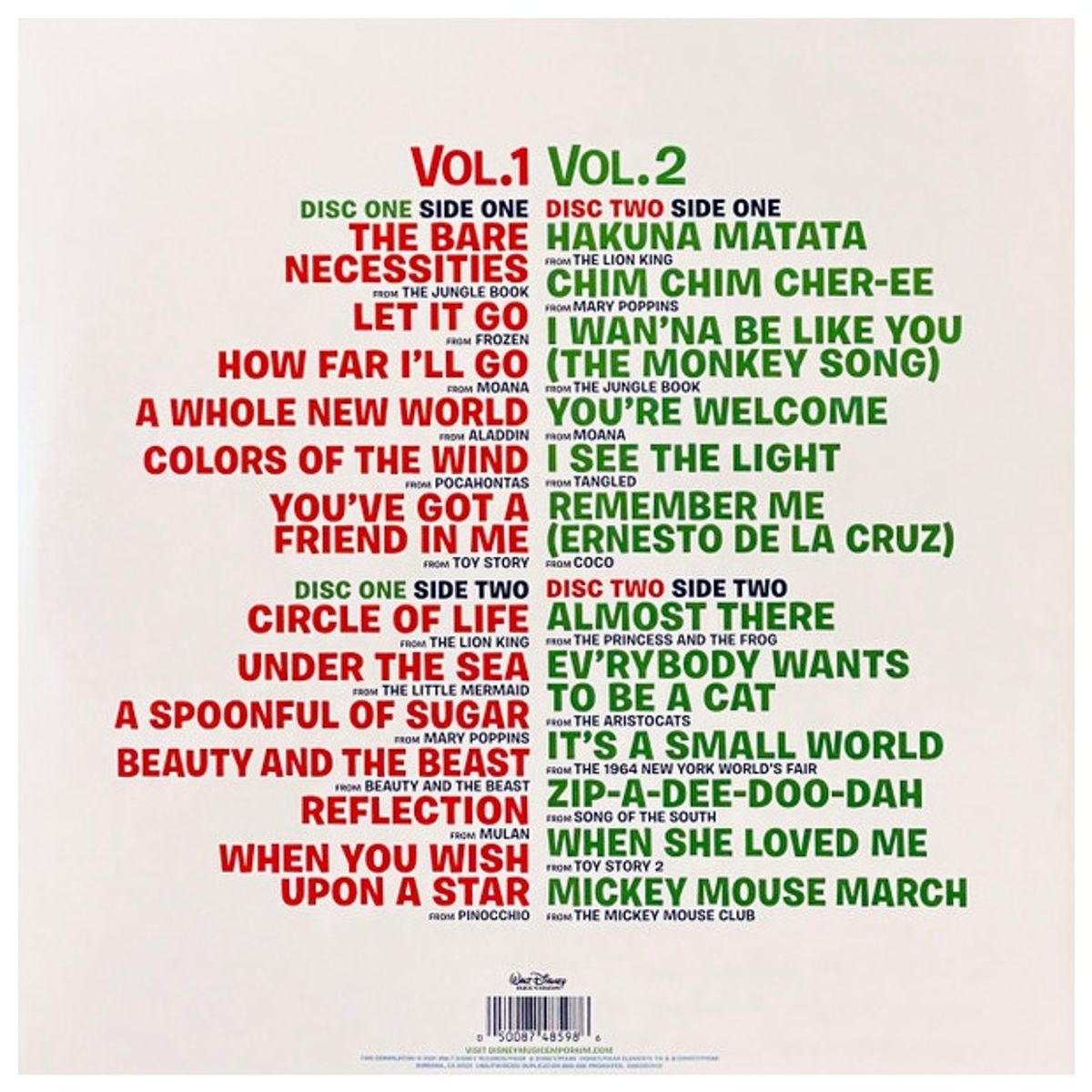 GENERICO - DISNEY ULTIMATE HITS VOL. 1 & VOL. 2 - VARIOUS ARTISTS (2LP) (GREEN & BLUE VINYL) / VINILO