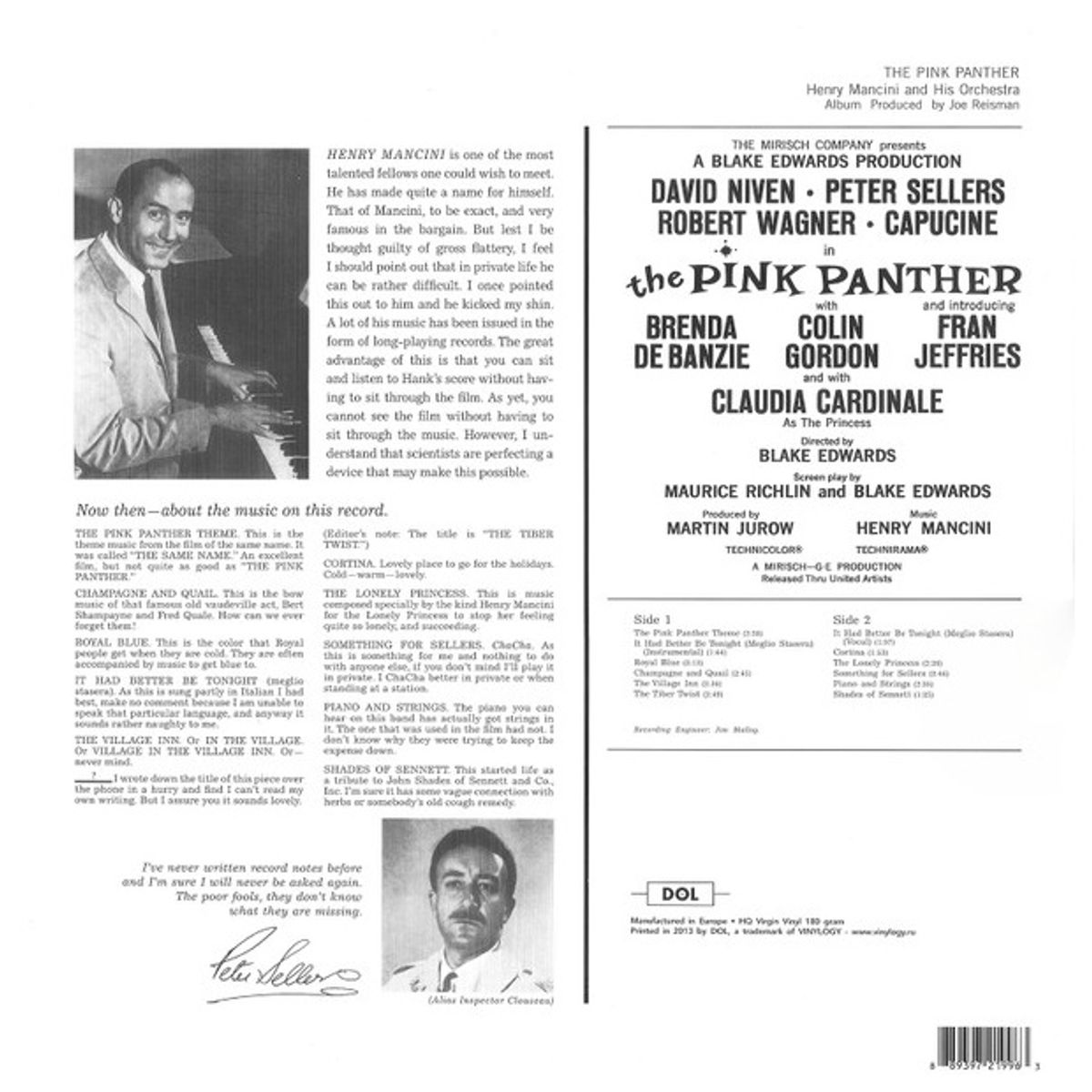 GENERICO - THE PINK PANTHER - SOUNDTRACK / HENRY MANCINI / VINILO