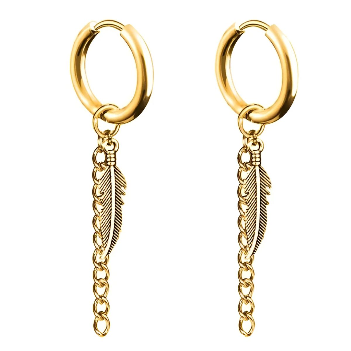 GENERICO - Aros Punk Pluma Gold Space Hombre Mujer Vintage Royal Madriz