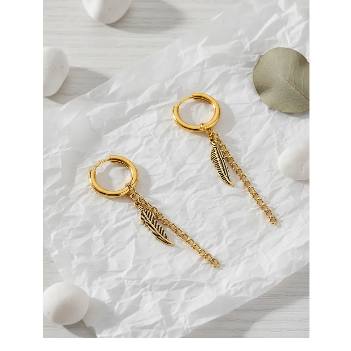 GENERICO - Aros Punk Pluma Gold Space Hombre Mujer Vintage Royal Madriz