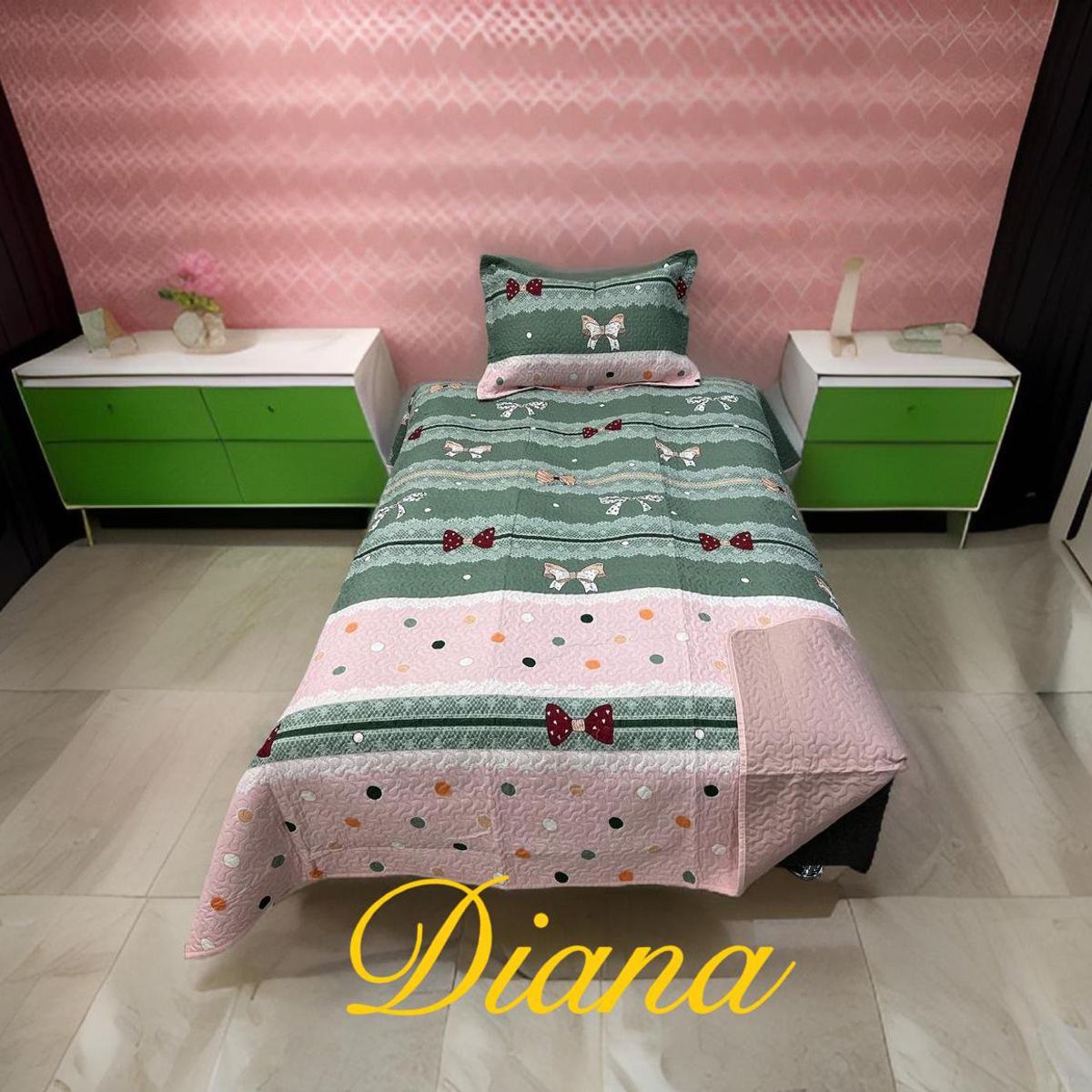 GENERICO - CUBRECAMA QUILT DE VERANO DELGADO DISEÑO LAZOS 1.5 PLAZA