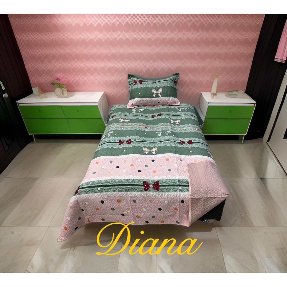 GENERICO - CUBRECAMA QUILT DE VERANO DELGADO DISEÑO LAZOS 1.5 PLAZA