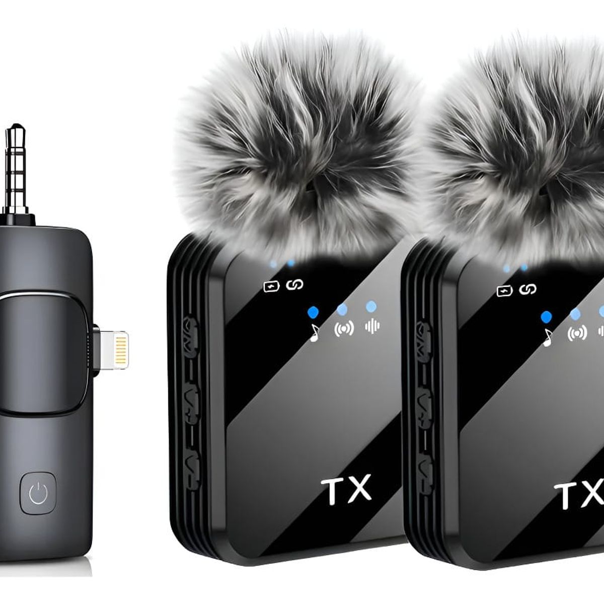 GENERICO - Pack 2 Microfonos Inalambrico Dual Para Iphone Y Android Negro