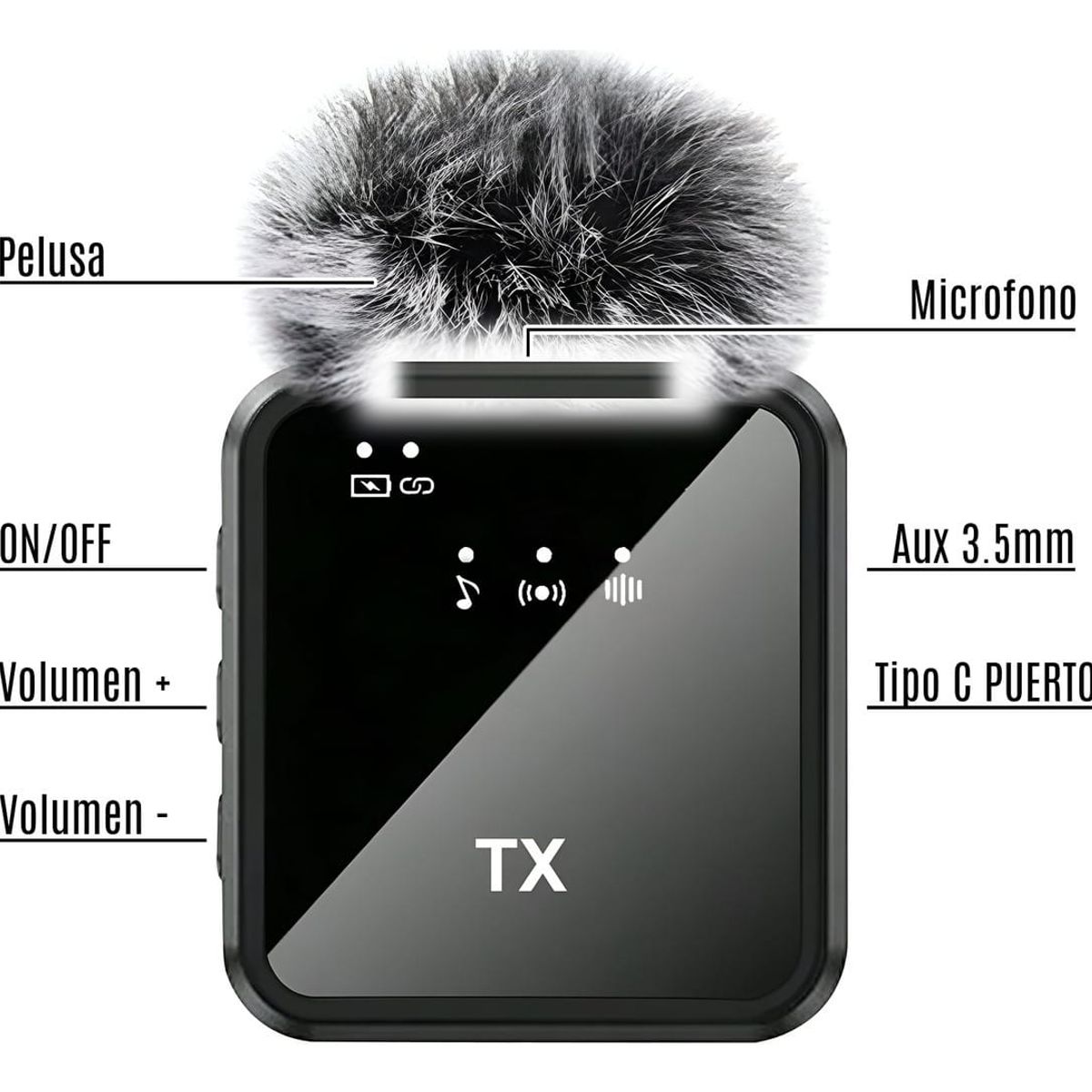 GENERICO - Pack 2 Microfonos Inalambrico Dual Para Iphone Y Android Negro