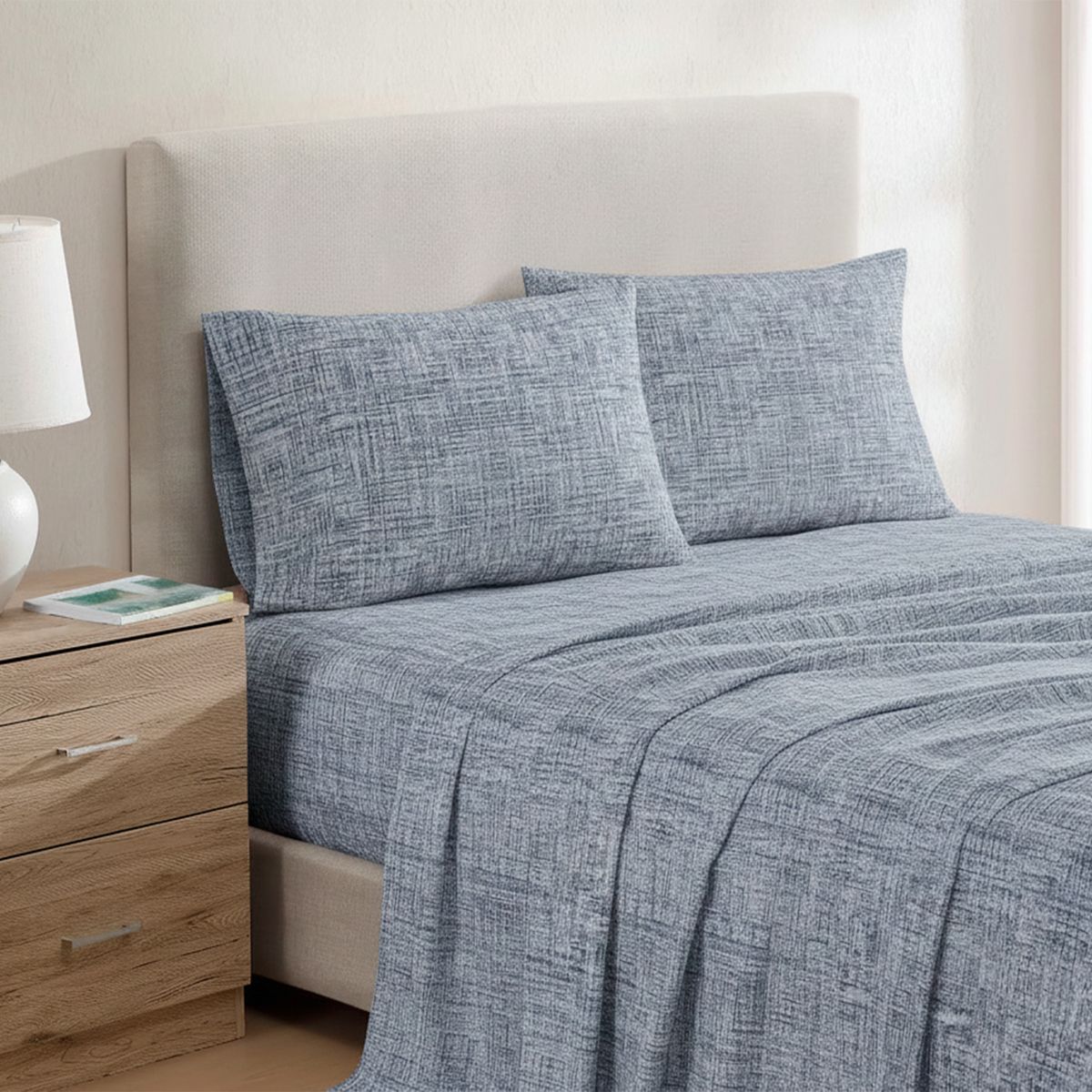 NAUTICA - Juego de sábanas Nautica 4 piezas microfibra king tonos azules