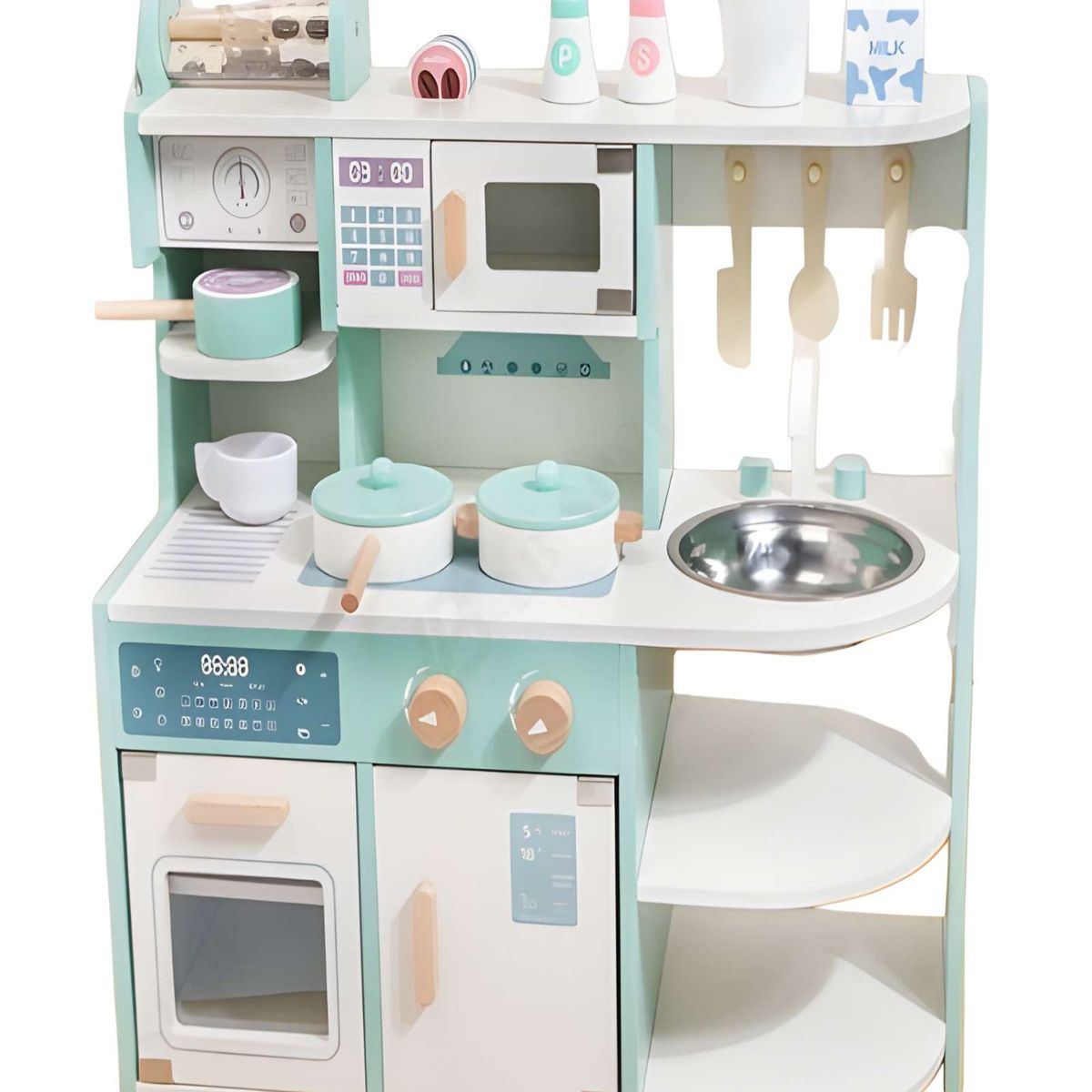 GENERICO - COCINA DE JUGUETE DE MADERA VERDE MENTA